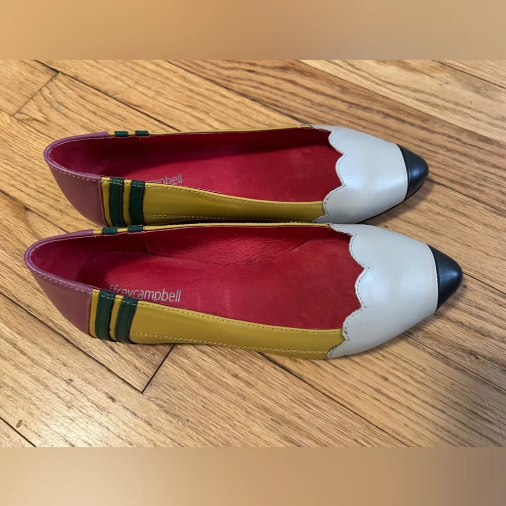 Jeffrey Campbell White and Yellow Pencil Flats Size 6 - Picture 5 of 5